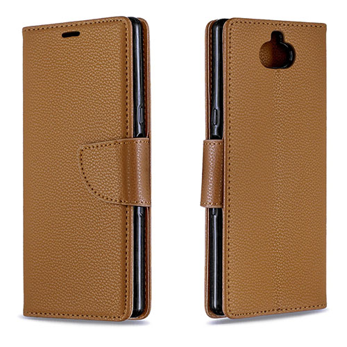 Leather Case Stands Flip Cover L02 Holder for Sony Xperia 10 Brown
