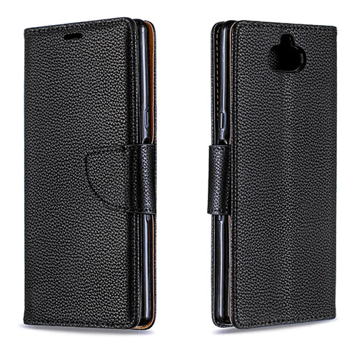 Leather Case Stands Flip Cover L02 Holder for Sony Xperia 10 Plus Black