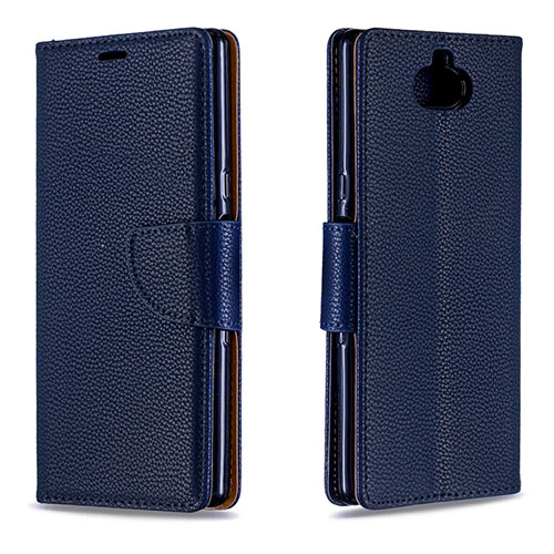 Leather Case Stands Flip Cover L02 Holder for Sony Xperia XA3 Ultra Blue