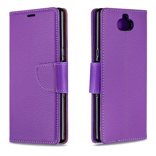 Leather Case Stands Flip Cover L02 Holder for Sony Xperia XA3 Ultra Purple