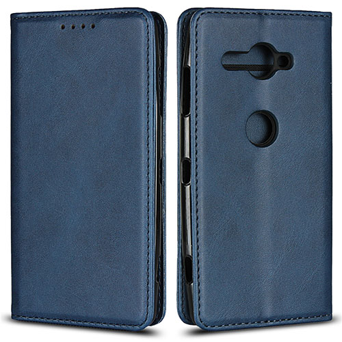 Leather Case Stands Flip Cover L02 Holder for Sony Xperia XZ2 Compact Blue