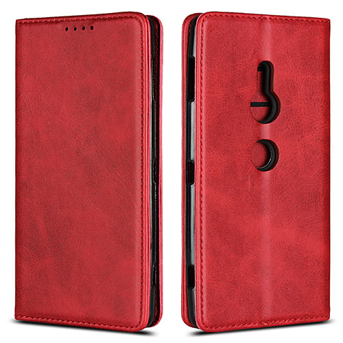 Leather Case Stands Flip Cover L02 Holder for Sony Xperia XZ2 Red