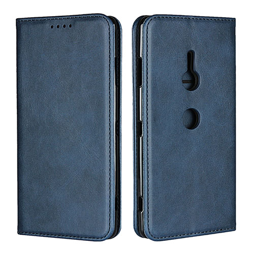 Leather Case Stands Flip Cover L02 Holder for Sony Xperia XZ3 Blue