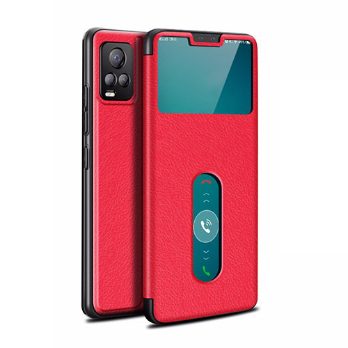 Leather Case Stands Flip Cover L02 Holder for Vivo V20 Pro 5G Red