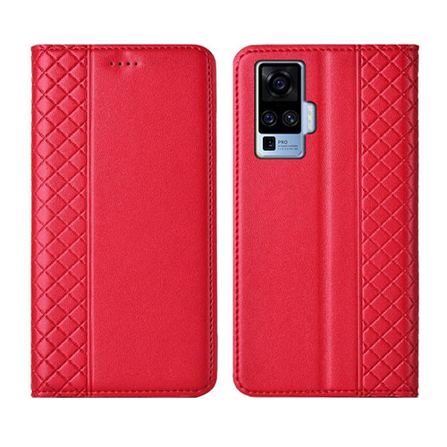 Leather Case Stands Flip Cover L02 Holder for Vivo X51 5G Red