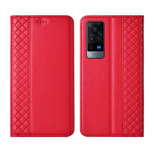 Leather Case Stands Flip Cover L02 Holder for Vivo X60 Pro 5G Red