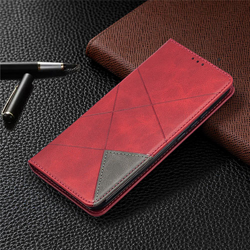 Leather Case Stands Flip Cover L02 Holder for Xiaomi Redmi 9 India Red