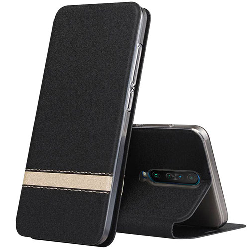 Leather Case Stands Flip Cover L02 Holder for Xiaomi Redmi K30 5G Black