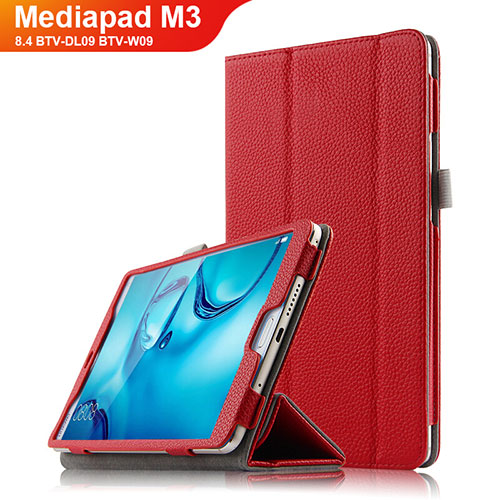 Leather Case Stands Flip Cover L03 for Huawei Mediapad M3 8.4 BTV-DL09 BTV-W09 Red
