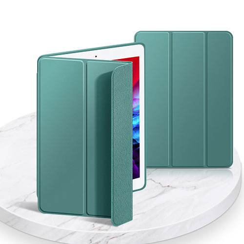Leather Case Stands Flip Cover L03 Holder for Apple iPad 10.2 (2020) Midnight Green