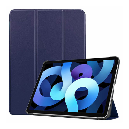 Leather Case Stands Flip Cover L03 Holder for Apple iPad Air 10.9 (2020) Navy Blue
