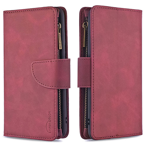 Leather Case Stands Flip Cover L03 Holder for Apple iPhone 13 Pro Red Wine