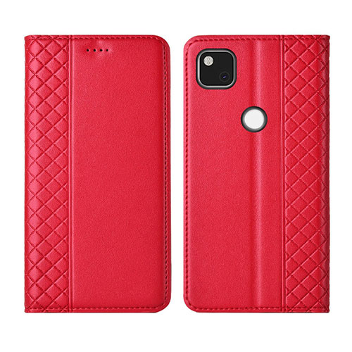 Leather Case Stands Flip Cover L03 Holder for Google Pixel 4a Red