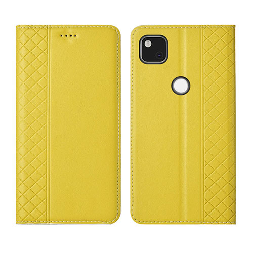 Leather Case Stands Flip Cover L03 Holder for Google Pixel 4a Yellow
