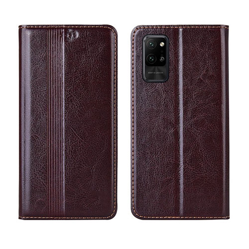 Leather Case Stands Flip Cover L03 Holder for Huawei Honor Play4 Pro 5G Brown