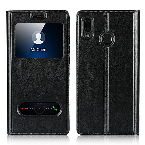 Leather Case Stands Flip Cover L03 Holder for Huawei Nova 3e Black