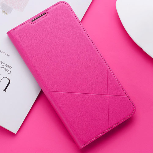 Leather Case Stands Flip Cover L03 Holder for Huawei P Smart (2019) Hot Pink