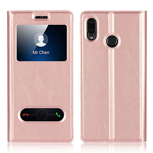 Leather Case Stands Flip Cover L03 Holder for Huawei P20 Lite Rose Gold