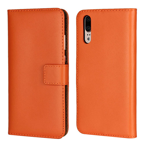 Leather Case Stands Flip Cover L03 Holder for Huawei P20 Orange