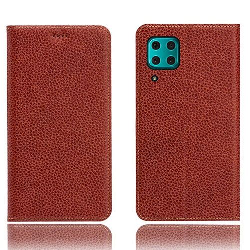 Leather Case Stands Flip Cover L03 Holder for Huawei P40 Lite Red Wine