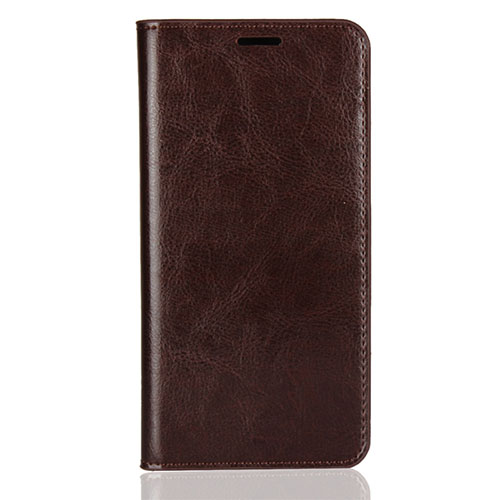 Leather Case Stands Flip Cover L03 Holder for Huawei Y9 (2018) Brown