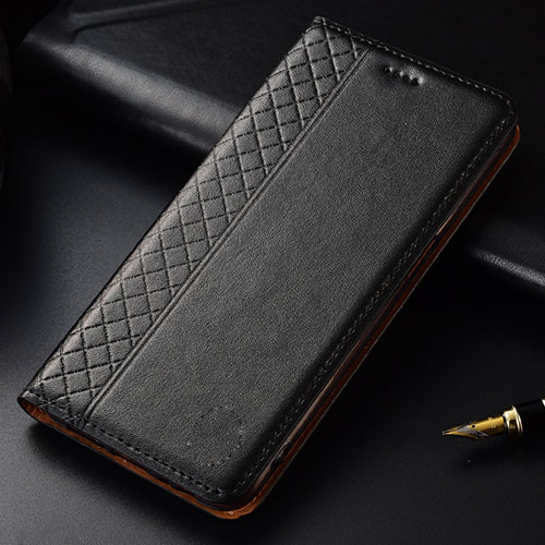 Leather Case Stands Flip Cover L03 Holder for LG G8 ThinQ Black