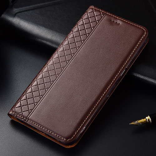 Leather Case Stands Flip Cover L03 Holder for LG G8 ThinQ Brown