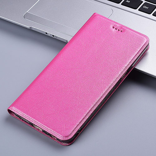 Leather Case Stands Flip Cover L03 Holder for Motorola Moto E7 Plus Pink