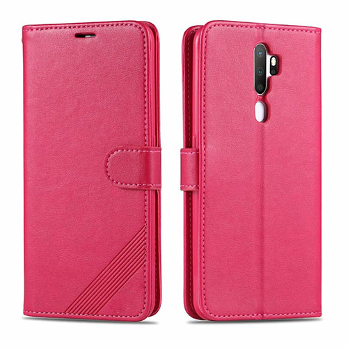Leather Case Stands Flip Cover L03 Holder for Oppo A9 (2020) Hot Pink