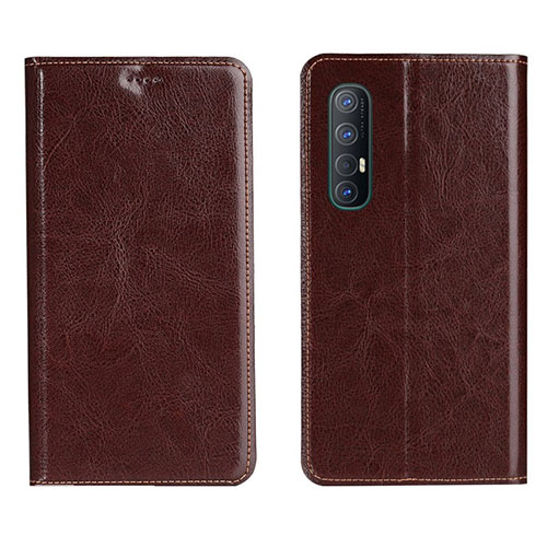 Leather Case Stands Flip Cover L03 Holder for Oppo Reno3 Pro Brown