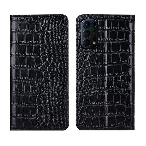 Leather Case Stands Flip Cover L03 Holder for Oppo Reno5 5G Black