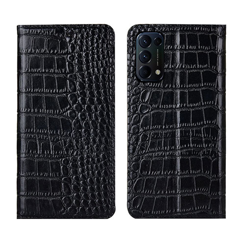 Leather Case Stands Flip Cover L03 Holder for Oppo Reno5 Pro 5G Black