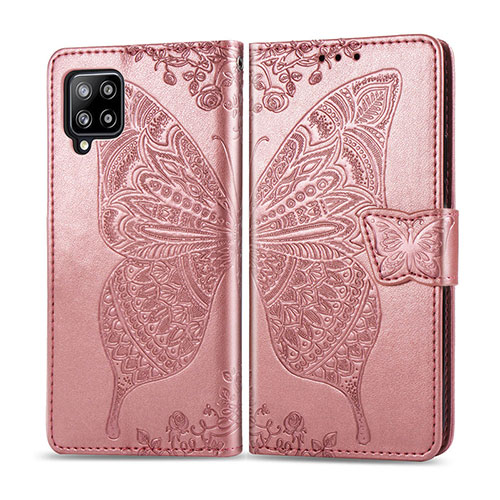 Leather Case Stands Flip Cover L03 Holder for Samsung Galaxy A42 5G Rose Gold