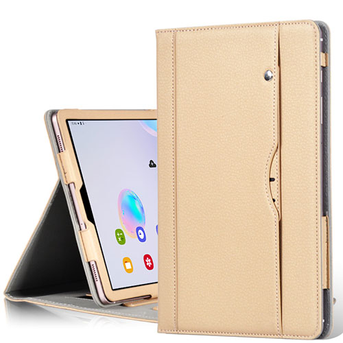 Leather Case Stands Flip Cover L03 Holder for Samsung Galaxy Tab S6 10.5 SM-T860 Gold