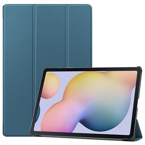 Leather Case Stands Flip Cover L03 Holder for Samsung Galaxy Tab S7 Plus 12.4 Wi-Fi SM-T970 Cyan