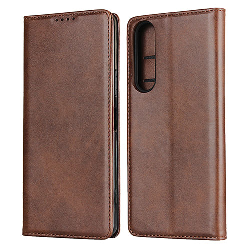 Leather Case Stands Flip Cover L03 Holder for Sony Xperia 1 II Brown