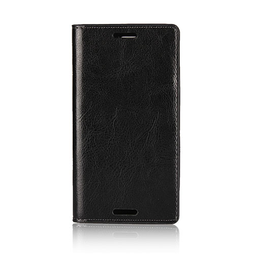 Leather Case Stands Flip Cover L03 Holder for Sony Xperia XZ1 Compact Black