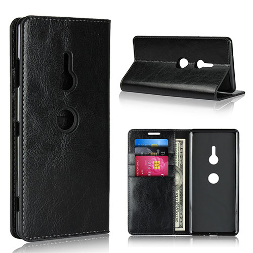 Leather Case Stands Flip Cover L03 Holder for Sony Xperia XZ3 Black