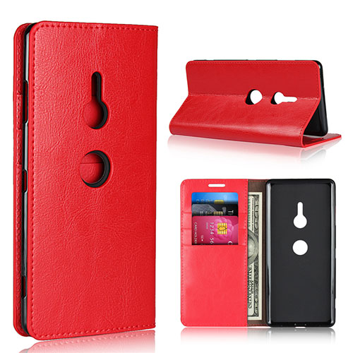 Leather Case Stands Flip Cover L03 Holder for Sony Xperia XZ3 Red