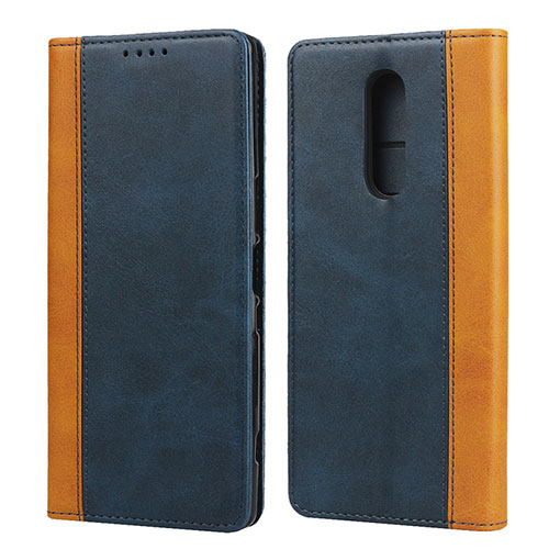 Leather Case Stands Flip Cover L03 Holder for Sony Xperia XZ4 Blue