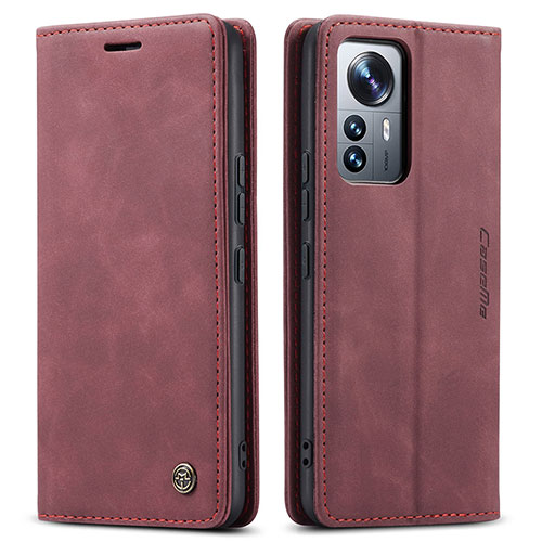 Leather Case Stands Flip Cover L03 Holder for Xiaomi Mi 12 Lite 5G Red Wine