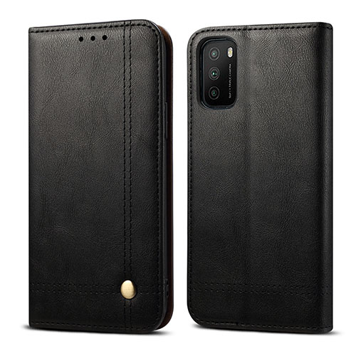 Leather Case Stands Flip Cover L03 Holder for Xiaomi Poco M3 Black