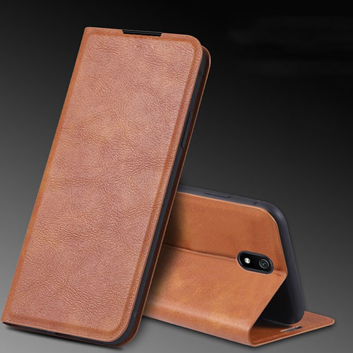 Leather Case Stands Flip Cover L03 Holder for Xiaomi Redmi 8A Brown
