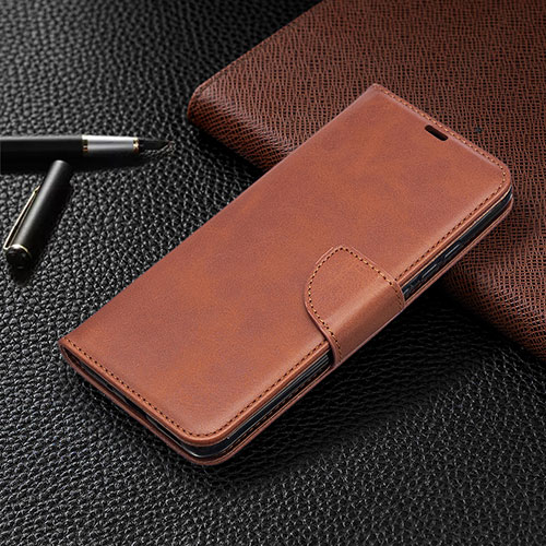 Leather Case Stands Flip Cover L03 Holder for Xiaomi Redmi 9C Brown