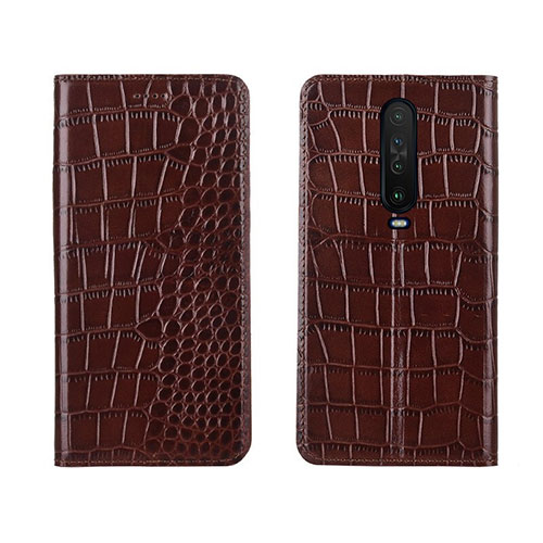 Leather Case Stands Flip Cover L03 Holder for Xiaomi Redmi K30 5G Brown