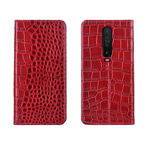 Leather Case Stands Flip Cover L03 Holder for Xiaomi Redmi K30 5G Red