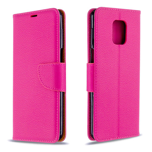 Leather Case Stands Flip Cover L03 Holder for Xiaomi Redmi Note 9 Pro Hot Pink