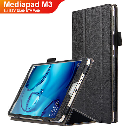 Leather Case Stands Flip Cover L04 for Huawei Mediapad M3 8.4 BTV-DL09 BTV-W09 Black