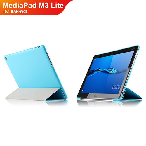 Leather Case Stands Flip Cover L04 for Huawei MediaPad M3 Lite 10.1 BAH-W09 Sky Blue