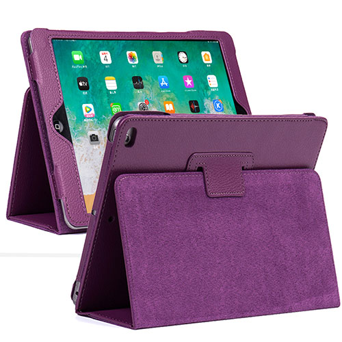 Leather Case Stands Flip Cover L04 Holder for Apple iPad 10.2 (2020) Purple